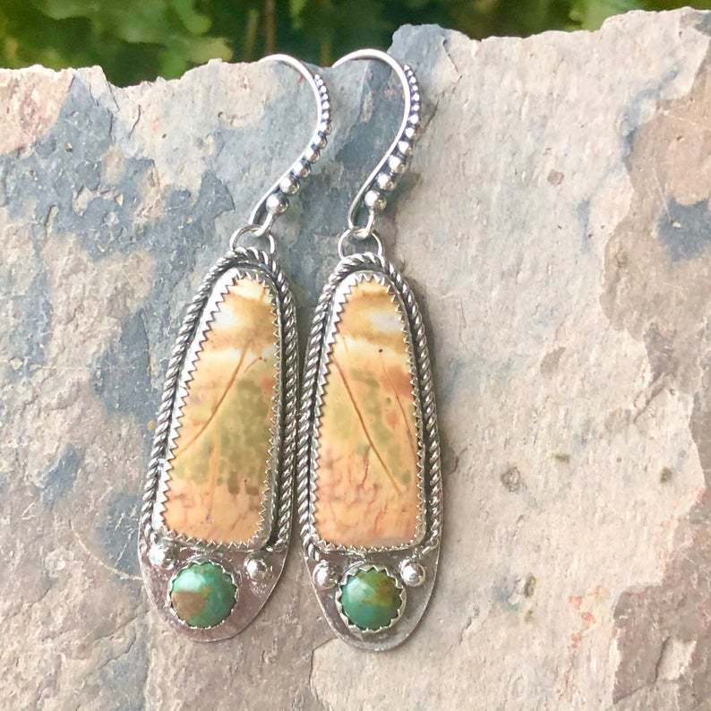 New Vintage Plated Thai Silver Turquoise Earrings