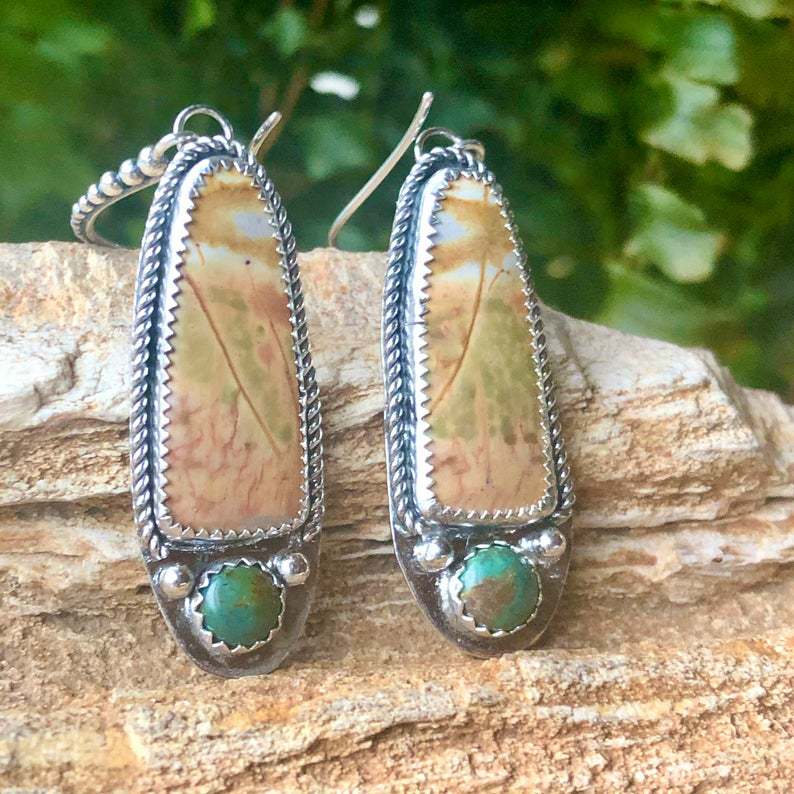 New Vintage Plated Thai Silver Turquoise Earrings