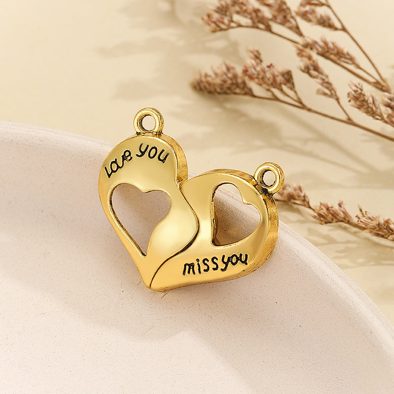 Heart Magnet Couple Girlfriends Color Matching Necklace Pendant