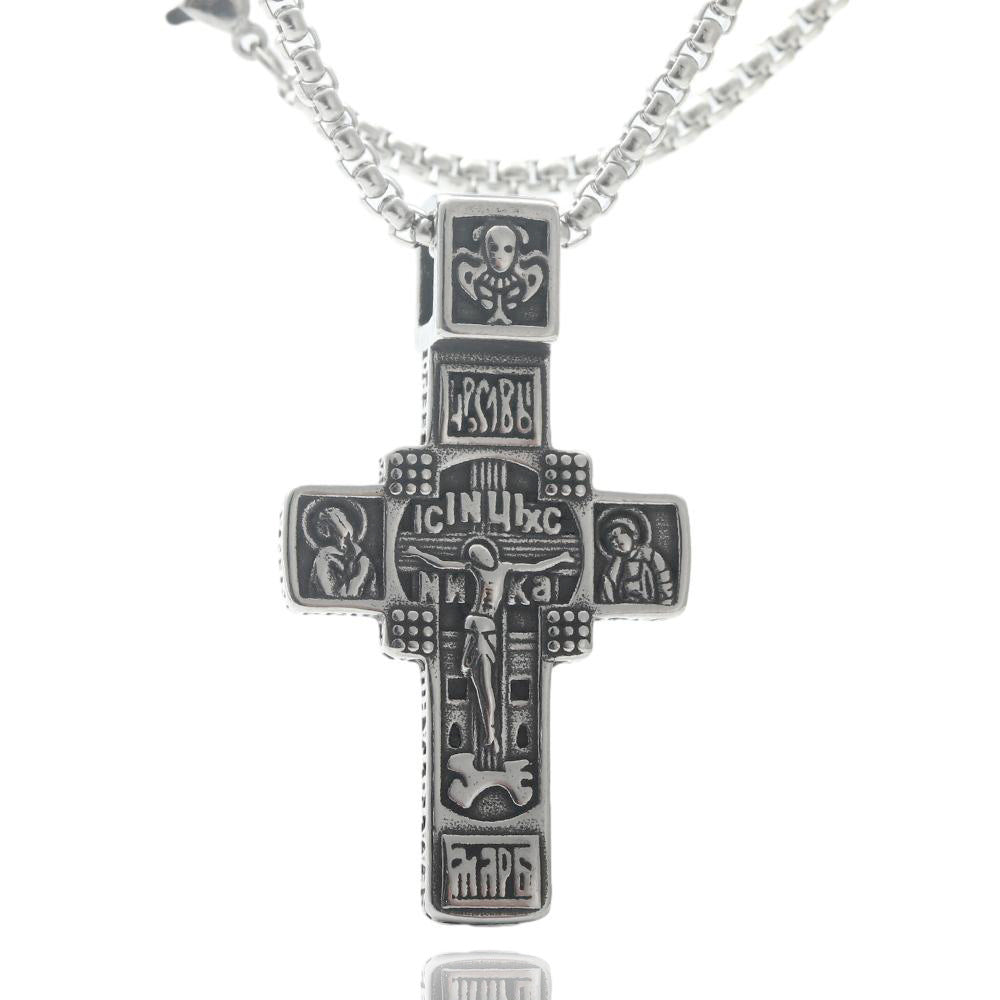 Titanium Steel Cross Necklace Retro Men's Cross Stainless Steel Pendant